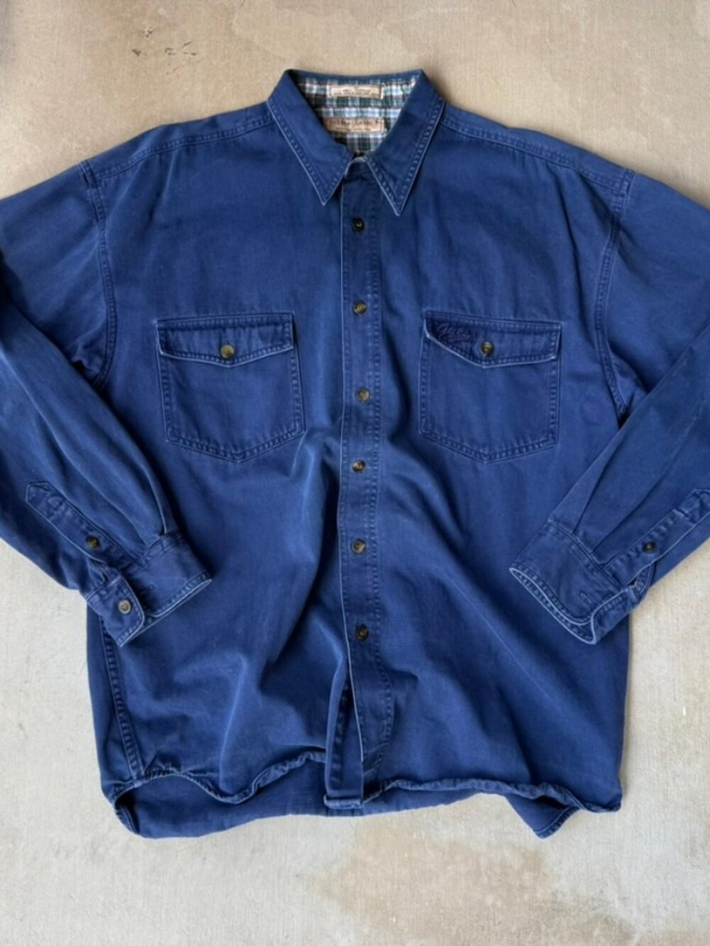 Vintage 90s Guess Classics Georges Marciano Blue Work Shirt Button Up Men’s XL